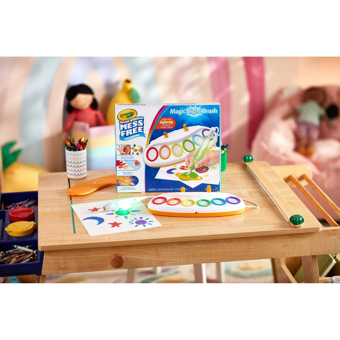 Crayola Color Wonder Magic Light Brush, Mess Free Kids Painting Set, Preschool Supplies, Toddler Activities, Educational Toys, Gifts for Ages 3 & Up