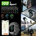 Mingdaln 2.1-inch AMOLED Men Military Smartwatch,with Fitness Tracker/ Answer Make Calls /100+ Sport Modes/1ATM Waterproof, Mountain Travel Pedometer Watch fits for Android and Iphone Devices (Black)