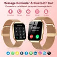 Tikland Smart Watch for Women 1.96'' Fitness Tracker Gold Smart Watches for Women Digital Watches 120 Sports Mode Make/Answer Call Waterproof Running Smartwatch Fits for Android iPhone 2 Straps